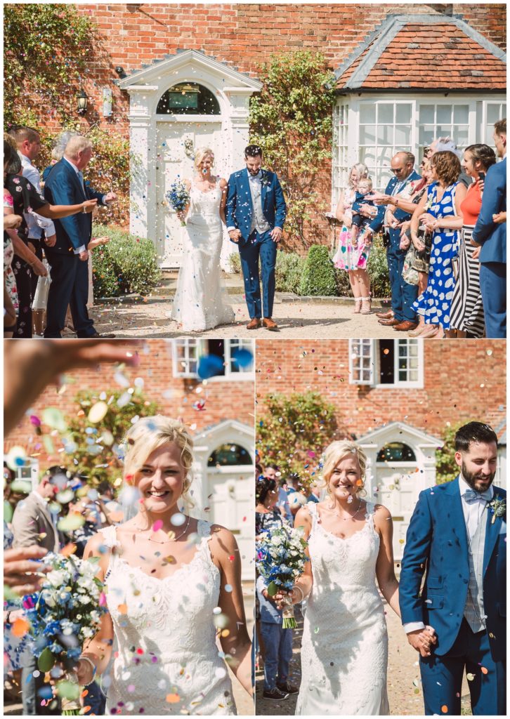 Country Wedding Bride and Groom with Colourful Natural Wedding confetti