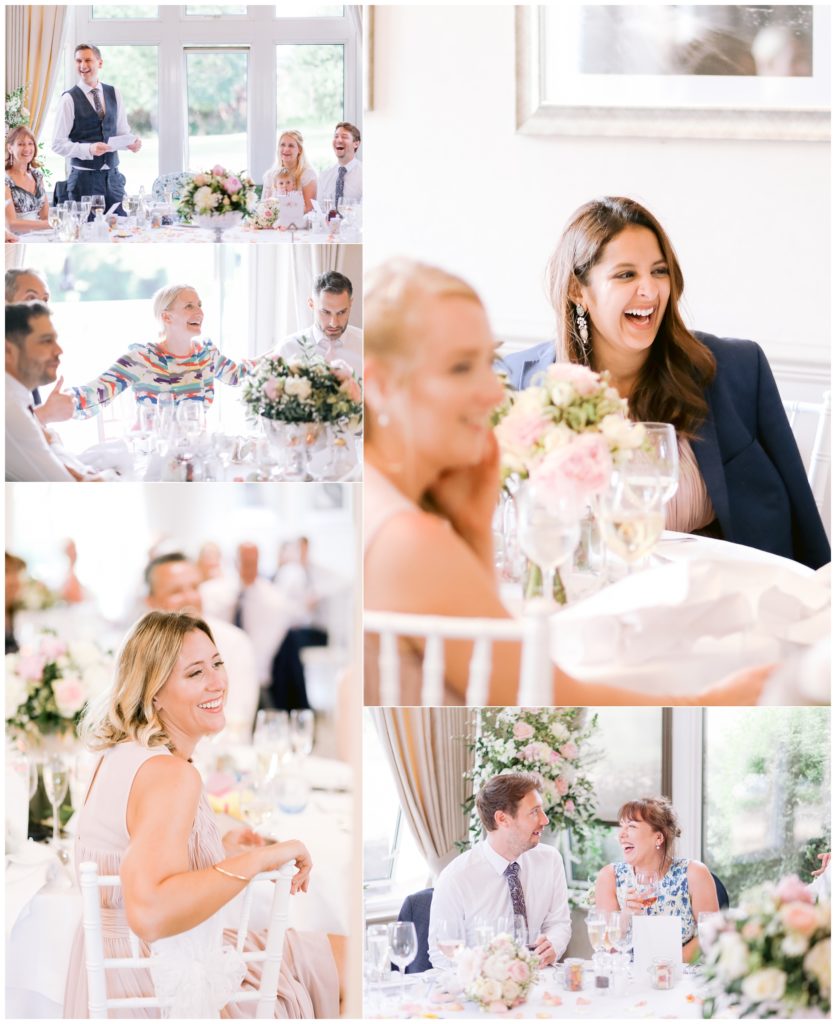 Guests laughing at the wedding speeches at a Manor House Wedding