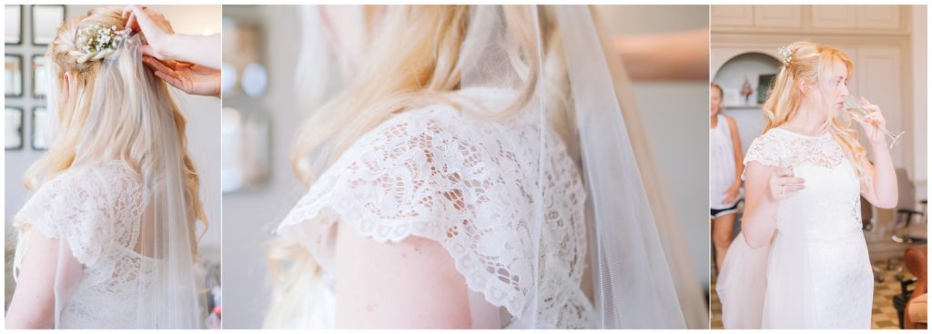 A simple lace sleeve wedding dress